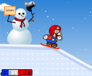 Mario part sur les pistes sur ce jeu de mario en snowboard